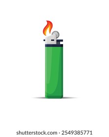 Plastic Cigarette Lighter with Fire Vector Illustration stock illustration