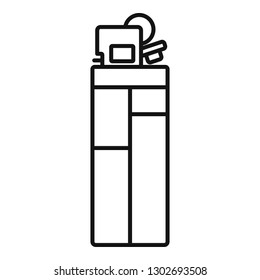 Plastic cigarette lighter icon. Outline plastic cigarette lighter vector icon for web design isolated on white background