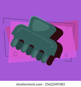 Plastic claw clip flat illustration. Haberdashery, barrette, hairdo. Hair accessories concept. Vector illustration can be used for topics like fashion, hair salon, beauty