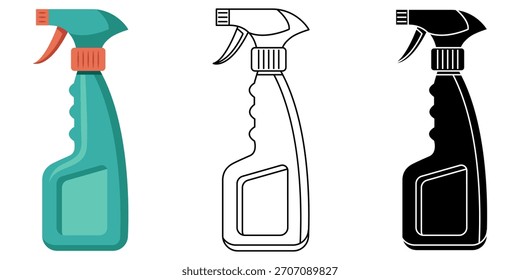Botella de spray de limpieza de plástico aislada Ilustración vectorial plana