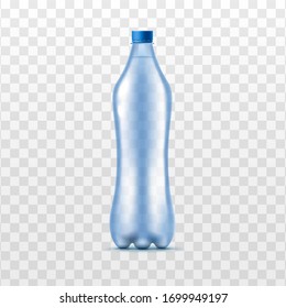 Plastic clear water bottle mockup, realistic vector illustration isolated on transparent background. Photorealistic drinks and beverages flask template.