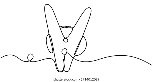 Clip de tela de plástico, dibujo continuo de una línea, dibujo continuo de una sola línea. Un pin de ropa de arte de línea. Ilustración vectorial. 