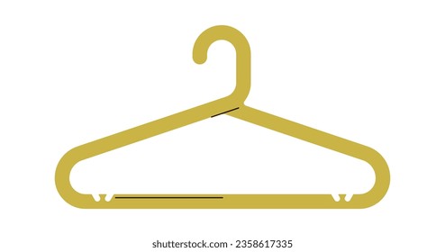 Plastic clothes hanger and empty accessory with hook for garment hanging, wardrobe, closet item, apparel storage, cloakroom object isolated on white background flat vector illustration.