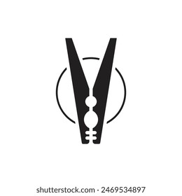 Plastic Clothes Pin Filled Icon Vector Illustration