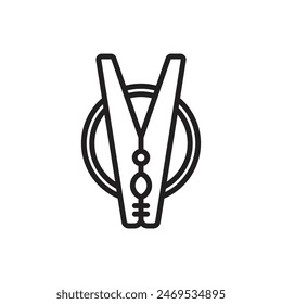 Plastic Clothes Pin Outline Icon Vector Illustration
