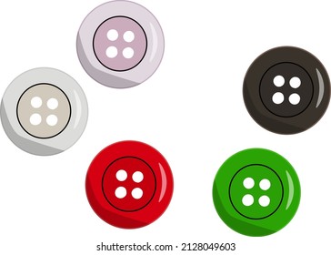 Plastic clothing buttons, illustration, vector on a white background.