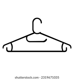 Plastic coat hanger in simple style. Coat hanger icon. Front view. Isolated on white background. Vector illustration
