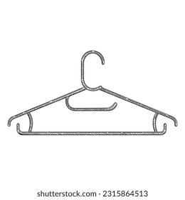Plastic coat hanger in vintage engraved style. Sketch of coat hanger. Front view. Isolated on white background. Vector illustration
