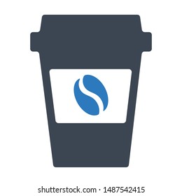 Plastic coffee cup flat vector icon