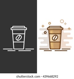  Plastic coffee cup with hot coffee in flat style.