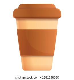 Plastic coffee cup icon. Cartoon of plastic coffee cup vector icon for web design isolated on white background