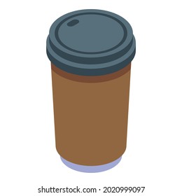 Icono de taza de café de plástico. Isométrico icono vectorial de taza de café de plástico para diseño web aislado en fondo blanco