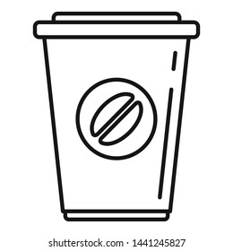 Plastic coffee cup icon. Outline plastic coffee cup vector icon for web design isolated on white background