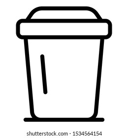 Plastic coffee cup icon. Outline plastic coffee cup vector icon for web design isolated on white background