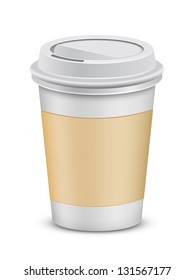 Plastic coffee cup with lid. Vector illustration