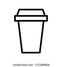 Plastic coffee cup outline and thin line icon isolated on white background EPS Vector