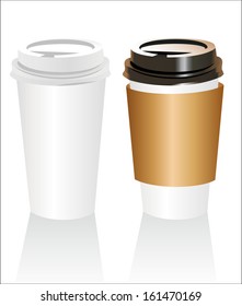 Plastic coffee cup templates over white background