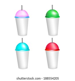 Plastic coffee cup templates over white background