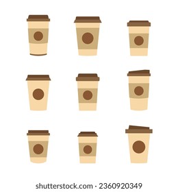 Plastic coffee cup vector collection. International coffee day.