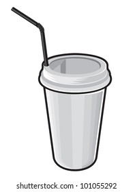 Plastic coffee cups with straw