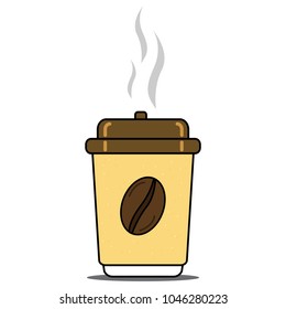 Plastic Coffee Mug in Flat style,Hot Coffee,Vector.