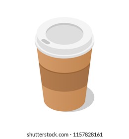 Plastic coffee, tea cup icon. Isometric of plastic coffee, tea cup vector icon for web design isolated on white background