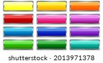 plastic colored buttons in modern style. Blank shiny colored buttons. Banner web buttons. Vector illustration.