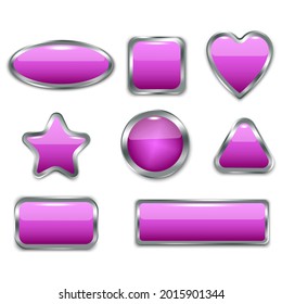 plastic colored buttons in modern style. Blank shiny colored buttons. Banner web buttons. Vector illustration.