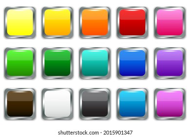 plastic colored buttons in modern style. Blank shiny colored buttons. Banner web buttons. Vector illustration.