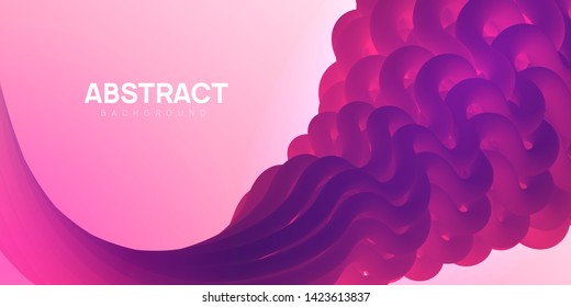 Plastic and colorful abstract background in pink and purple colors. Vibrant wavy shapes, flow banner, brochure, web page.
