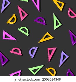 Plastic colorful protractors and triangle ruler icon. 
