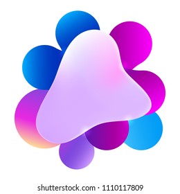 Plastic colorful shapes. Fluid multicolor banner. Abstract gradient shapes on white background