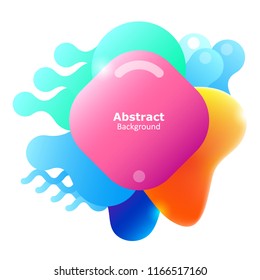 Plastic colorful shapes. Fluid multicolor banner. Abstract gradient shapes on white background