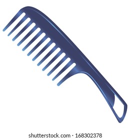 Plastic comb for women with large teeth. Vector illustration.