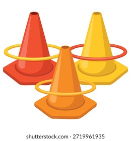 Conos y anillos de plástico para divertido juego de piso activo