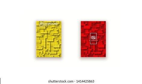 Plastic construction blocks background illustration isolated on white. Plastic bricks wall design banner set. colorful cover template page banner block building constructor realistic different parts