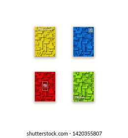 Plastic construction blocks background illustration isolated on white. Plastic bricks wall design banner set. colorful cover template page banner block building constructor realistic different parts