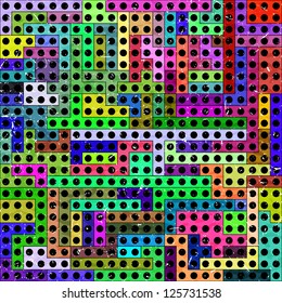 Plastic construction blocks grunge  seamless vector pattern