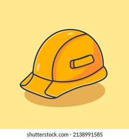 Plastic construction helmet cartoon vector icon illustration