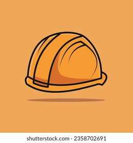 Plastic construction helmet cartoon vector icon illustration