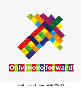 Plastic constructor colorful arrow
arrow with plastic cubes of different colors looking forward