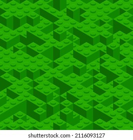 Plastic constructor game seamless pattern. Vector toy brick texture background. Perspective flat design for paper or fabric print