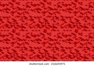 Plastic constructor game seamless pattern. Vector toy brick texture background. Perspective flat design for paper or fabric print