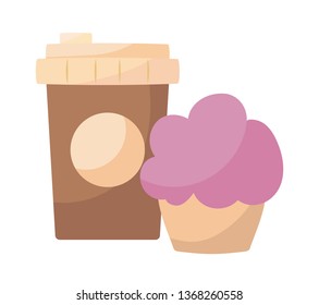plastic container of coffee with cupcake