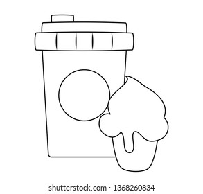 plastic container of coffee with cupcake