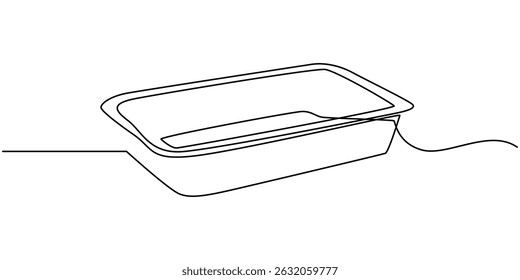 plástico recipiente contínuo um desenho de linha