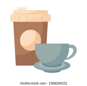 plastic container with cup of coffee