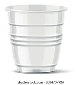 Plastic container for drink or dessert. Disposable cup realistic mockup