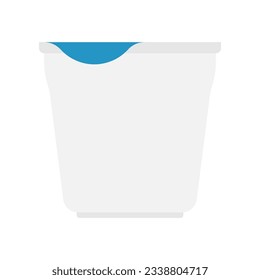 Plastic container Icon. White plastic container of yogurt or ice cream isolated on white background.