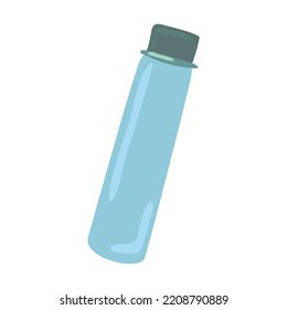 Plastic container illustration. Reusable items, bags, toothbrush, bottle, metal straw with text on white background. Zero waste, ecology, reducing plastic concept